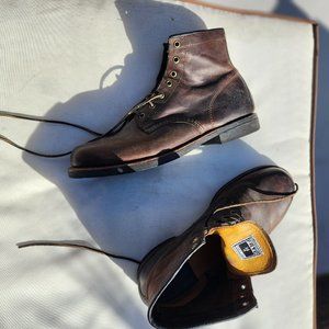 Frye lace up leather boots